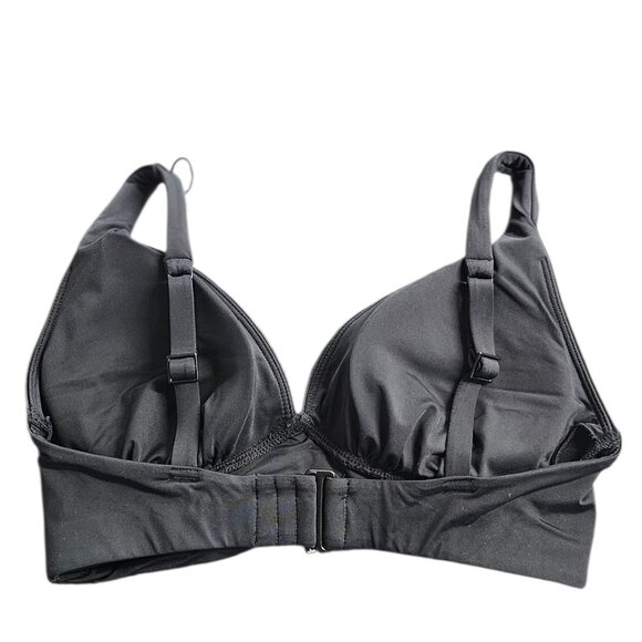 Knix Ruched Bikini Top, Black, V-Neck, Adjustable, Size S+ Fits Sizes 32DDD,F,G - Picture 3 of 5